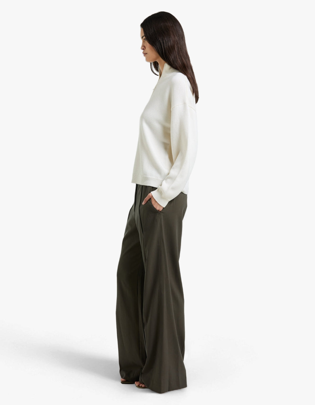 Una Straight Leg Pin Tuck Trouser - Dark Emerald