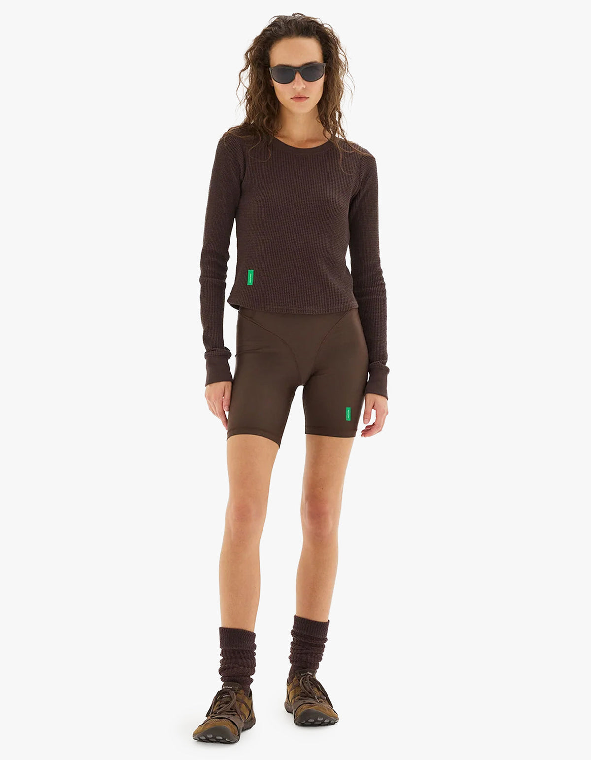 Fitted Long Sleeve Waffle T-Shirt - Umber