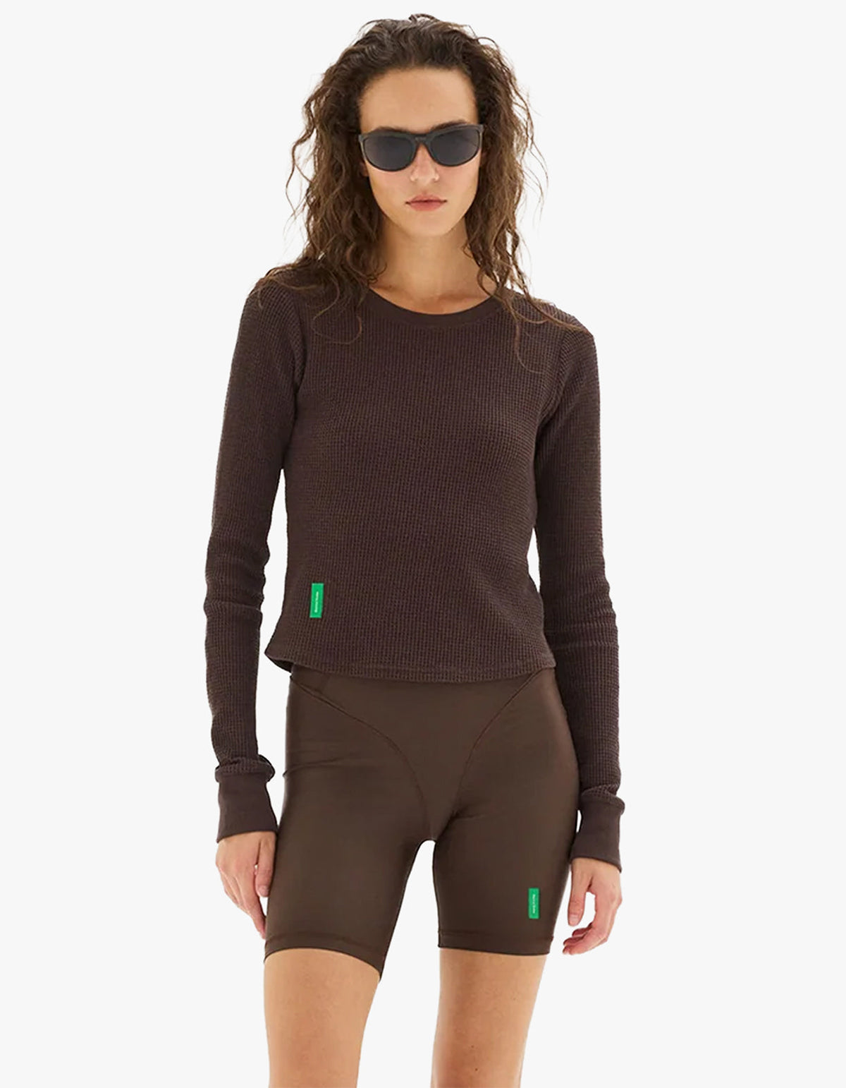 Fitted Long Sleeve Waffle T-Shirt - Umber