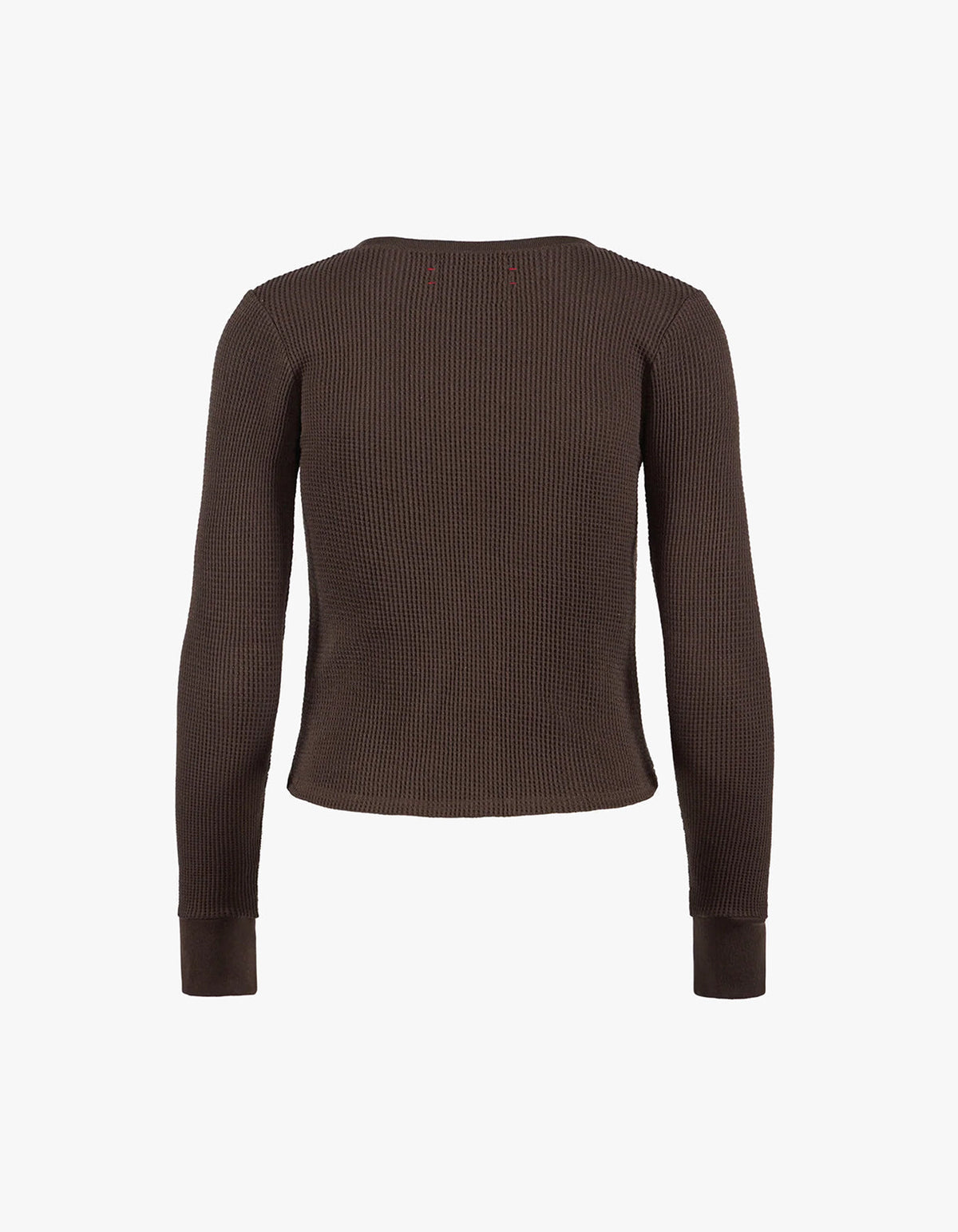 Fitted Long Sleeve Waffle T-Shirt - Umber