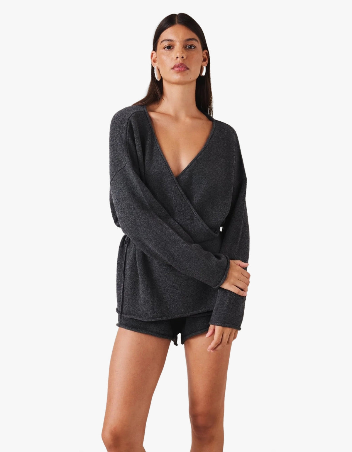 Sabine Wrap Knit - Charcoal