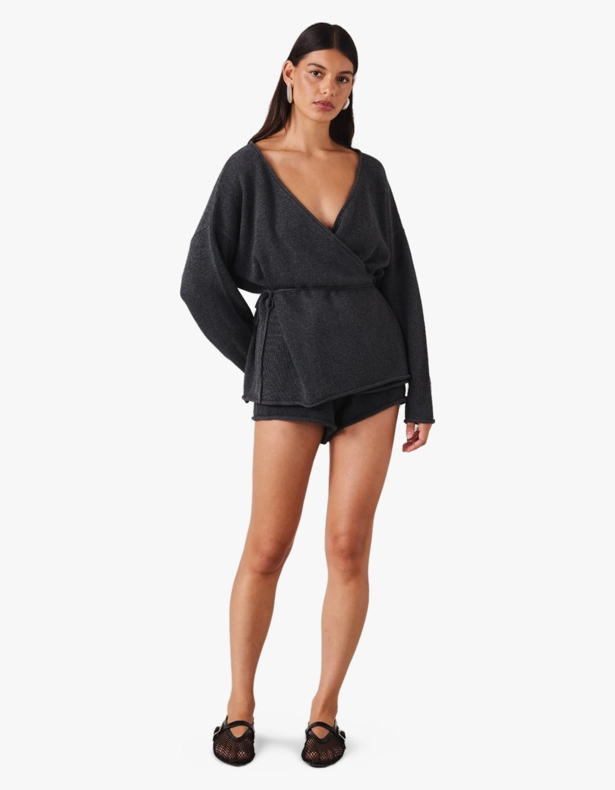 Sabine Wrap Knit - Charcoal