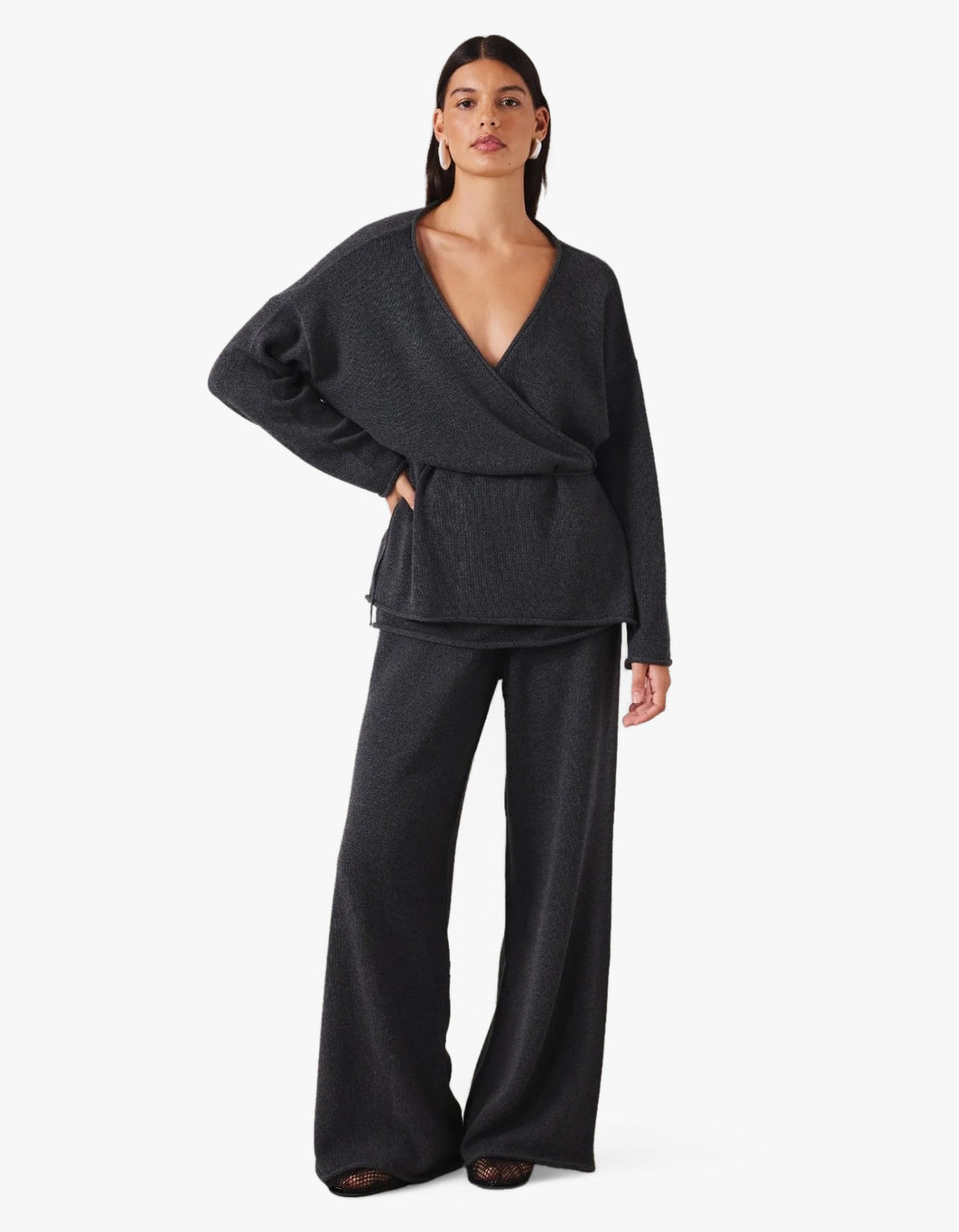 Sabine Wrap Knit - Charcoal