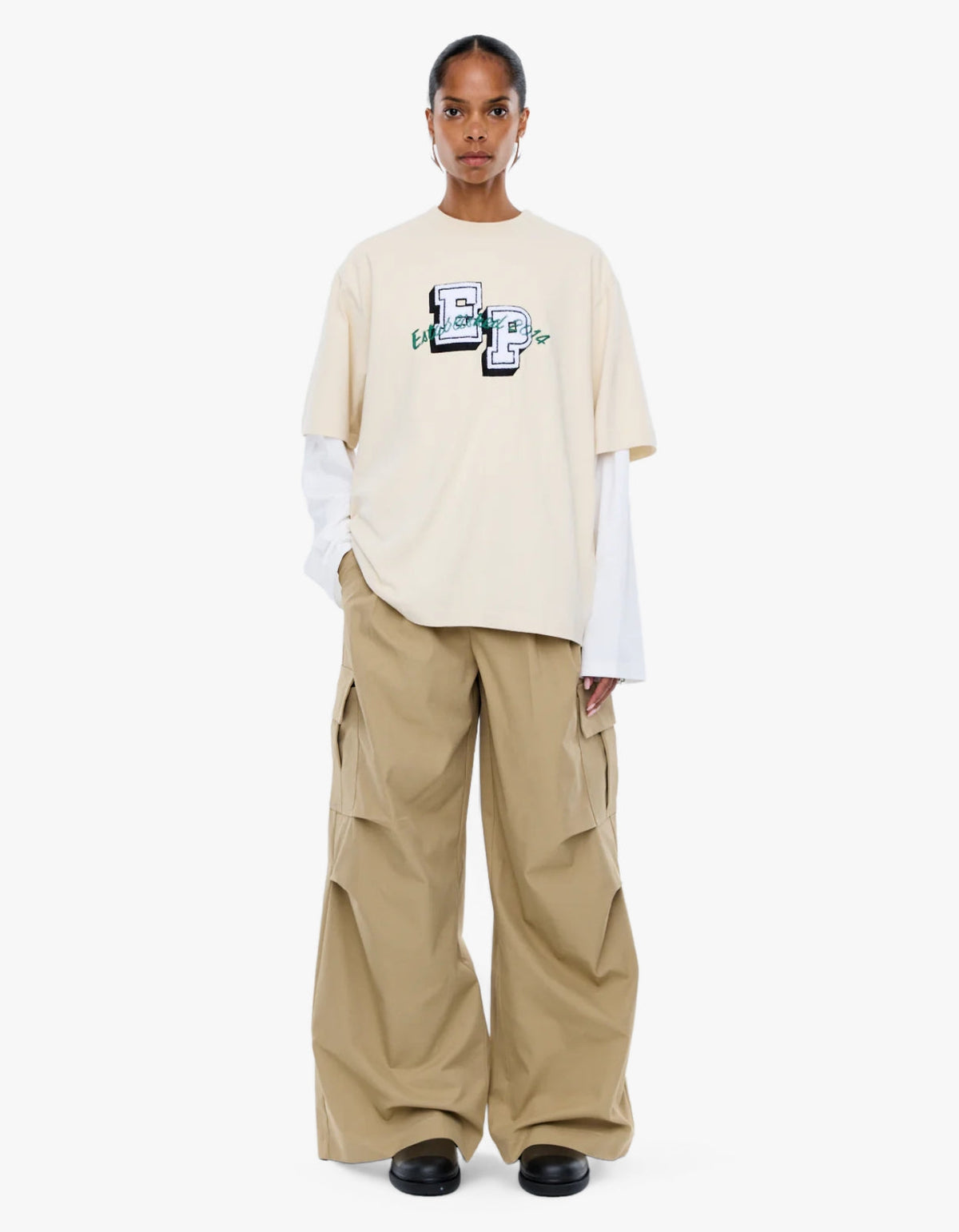 Pelly Collegiate Long Sleeve Tee - Ecru/Vintage White