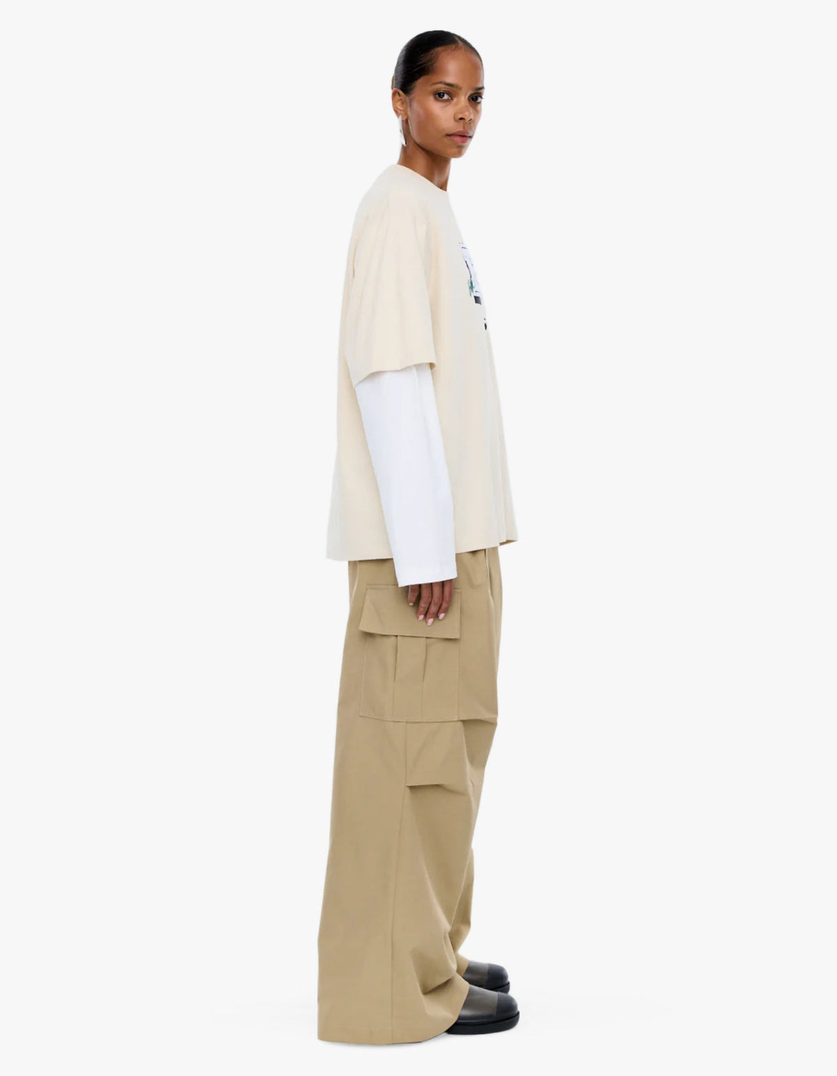Pelly Collegiate Long Sleeve Tee - Ecru/Vintage White