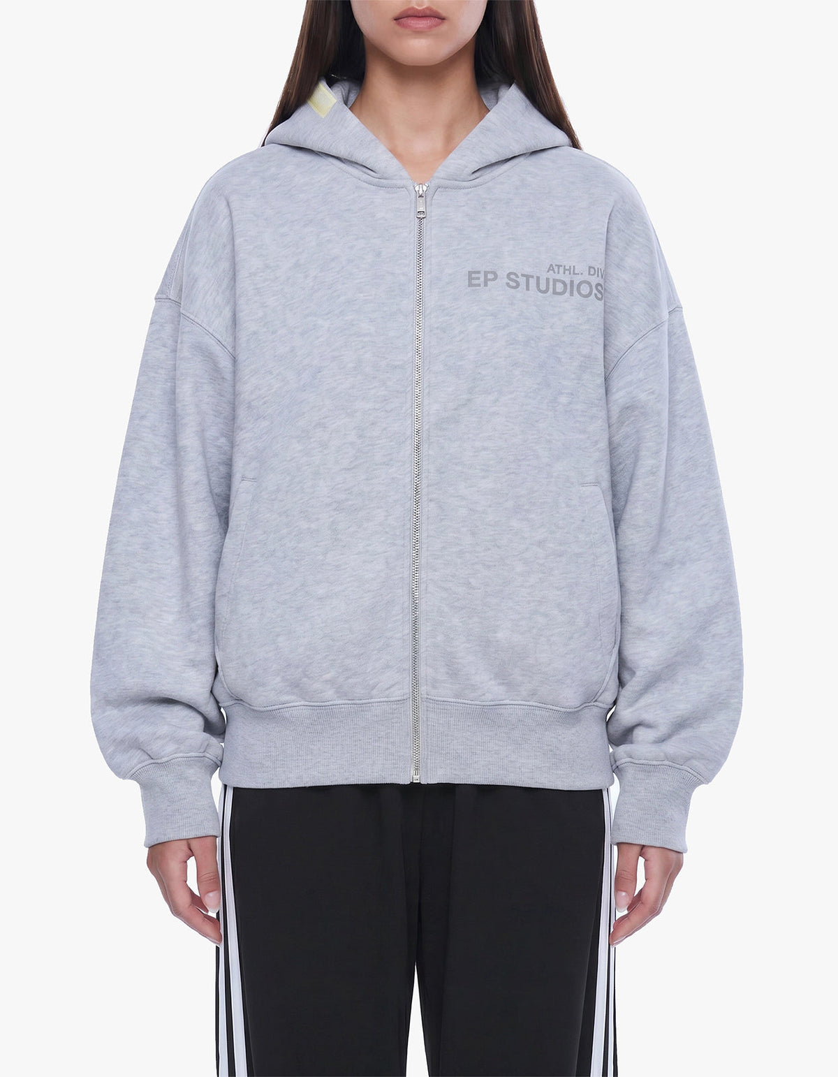 Arlow Zip Thru Hoodie - Mid Grey Marle