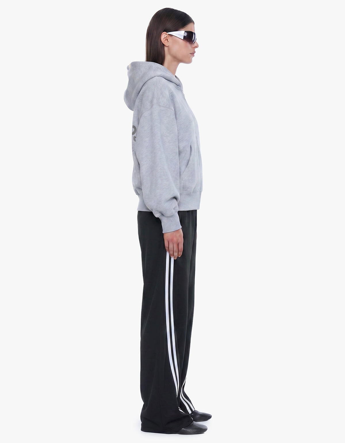 Arlow Zip Thru Hoodie - Mid Grey Marle