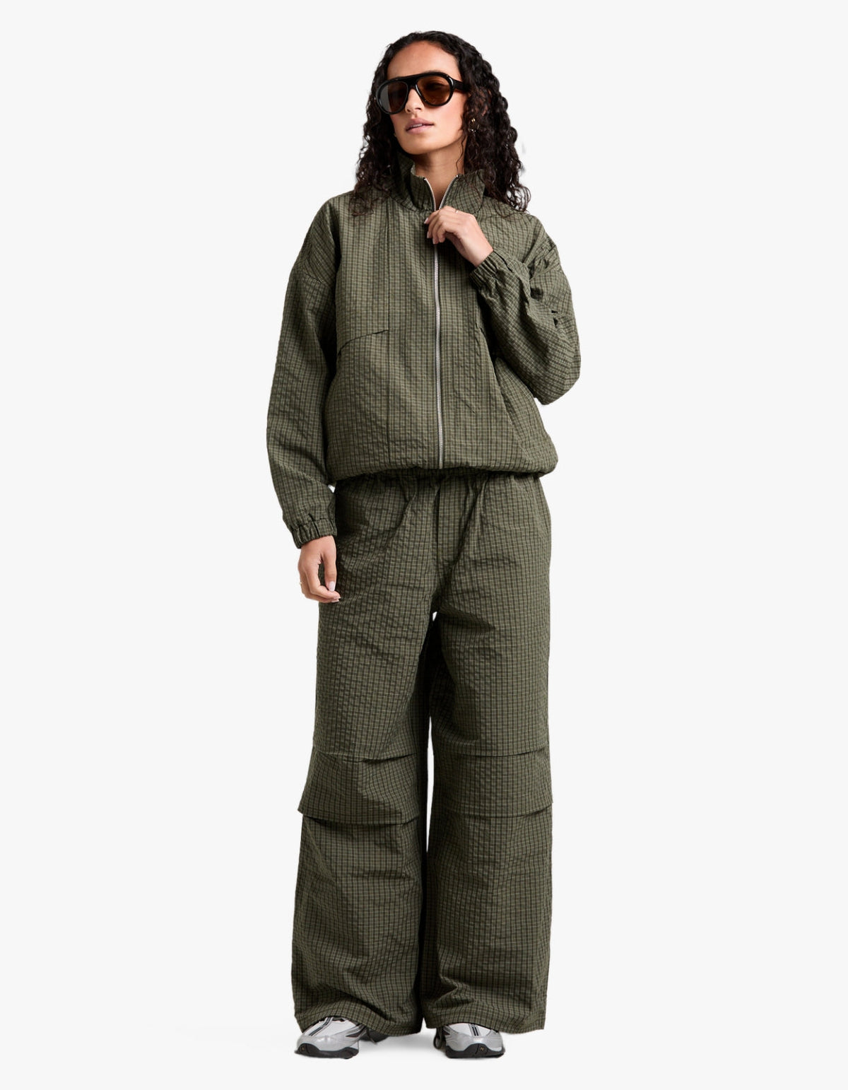 Fallon Zip Thru Jacket - Olive Check