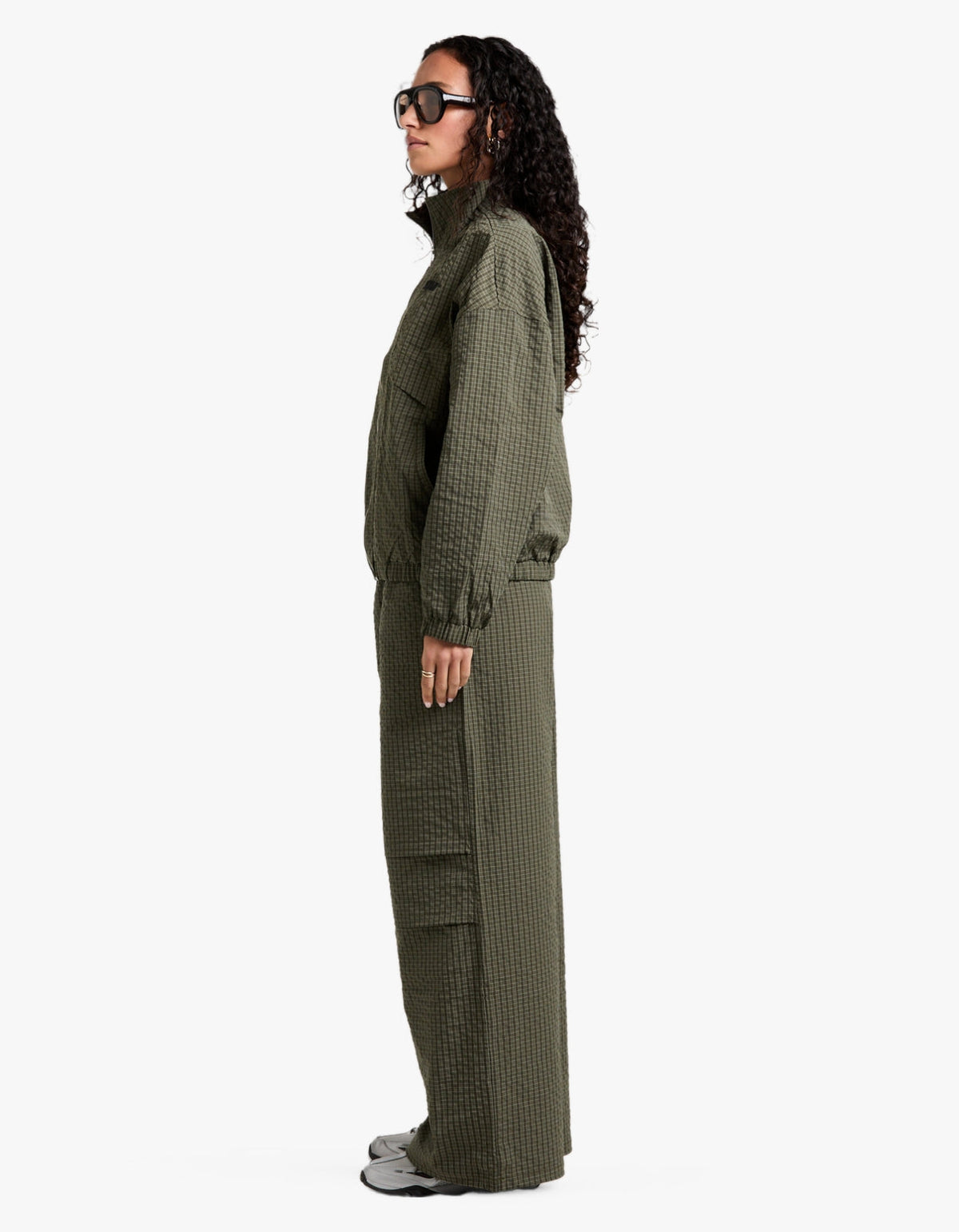 Fallon Zip Thru Jacket - Olive Check
