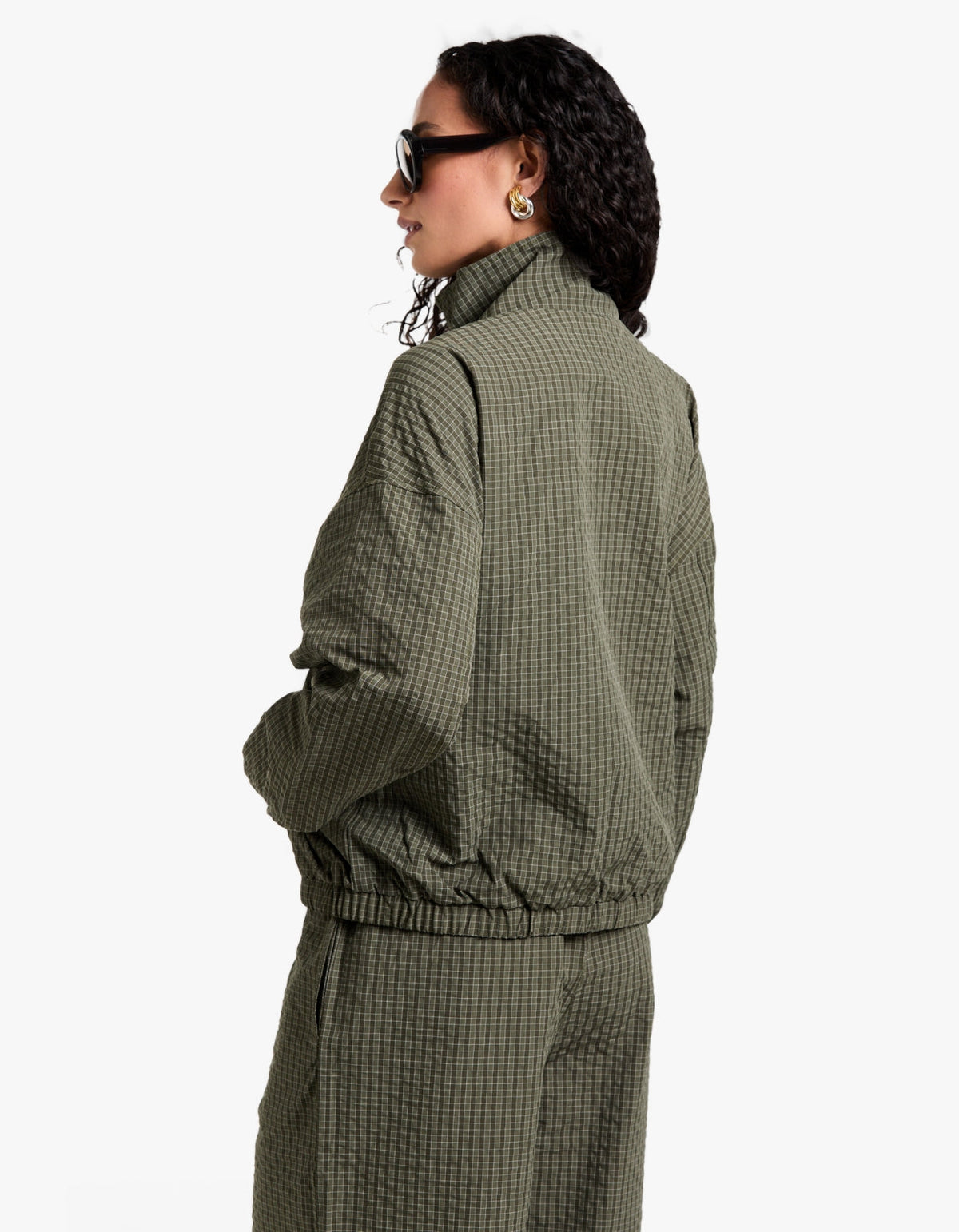 Fallon Zip Thru Jacket - Olive Check