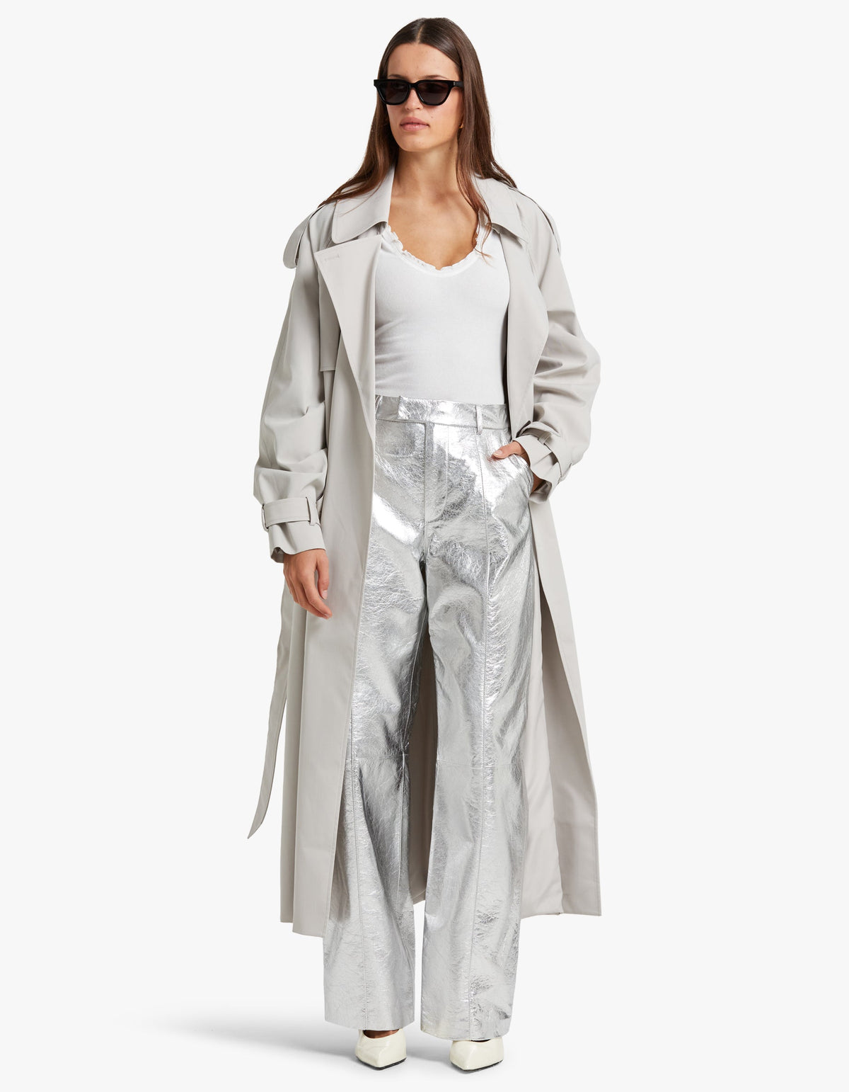 Danielle Leather Pant - Metallic Silver