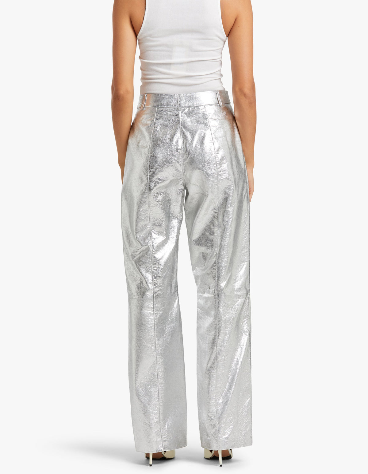 Danielle Leather Pant - Metallic Silver
