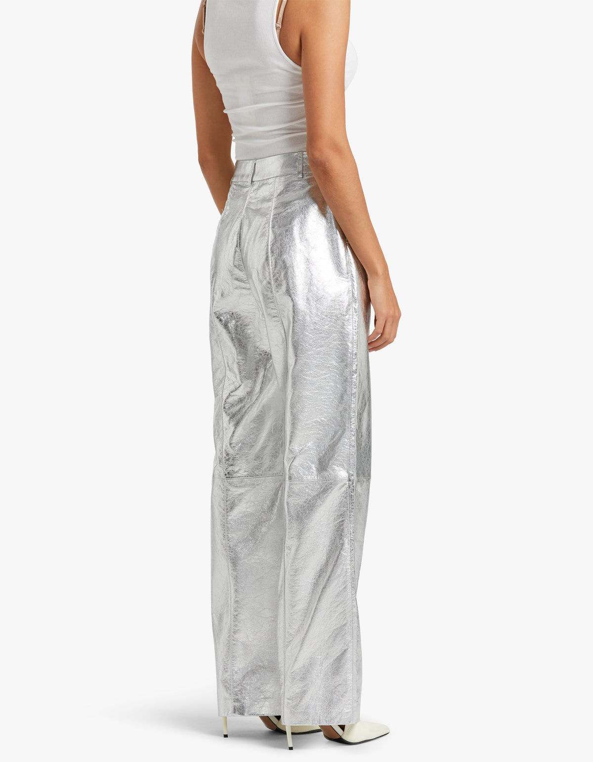 Danielle Leather Pant - Metallic Silver