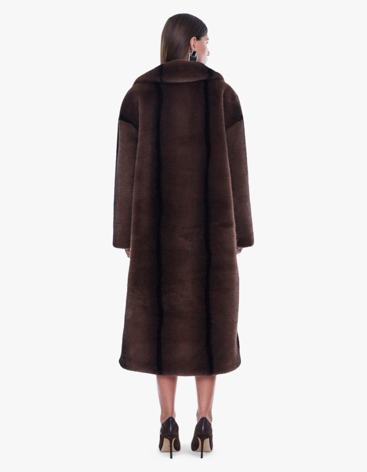 Nova Longline Faux Fur Coat - Brown Multi