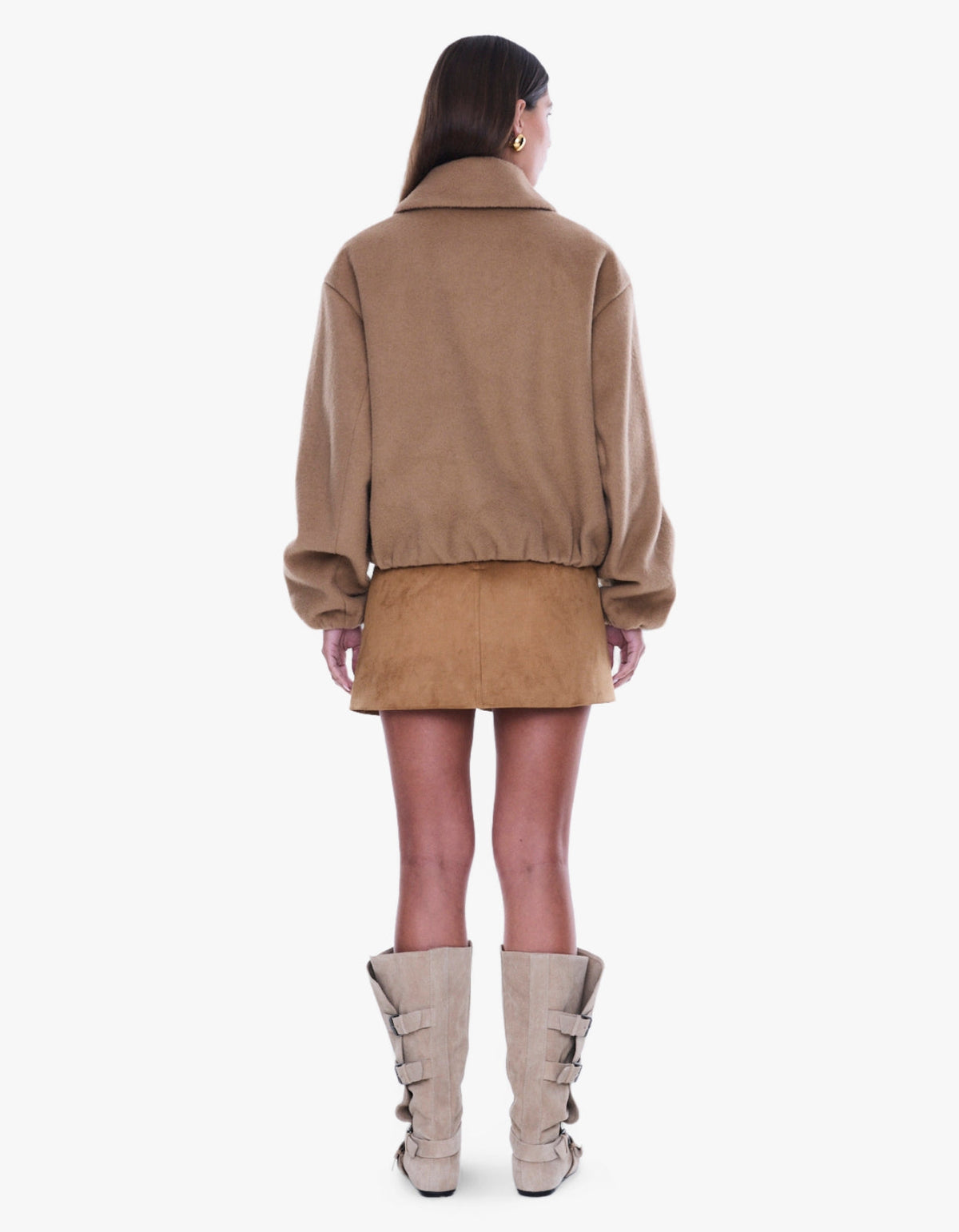 Maeve Wool Blend Bomber - Sand