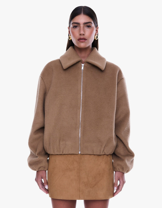 Maeve Wool Blend Bomber - Sand