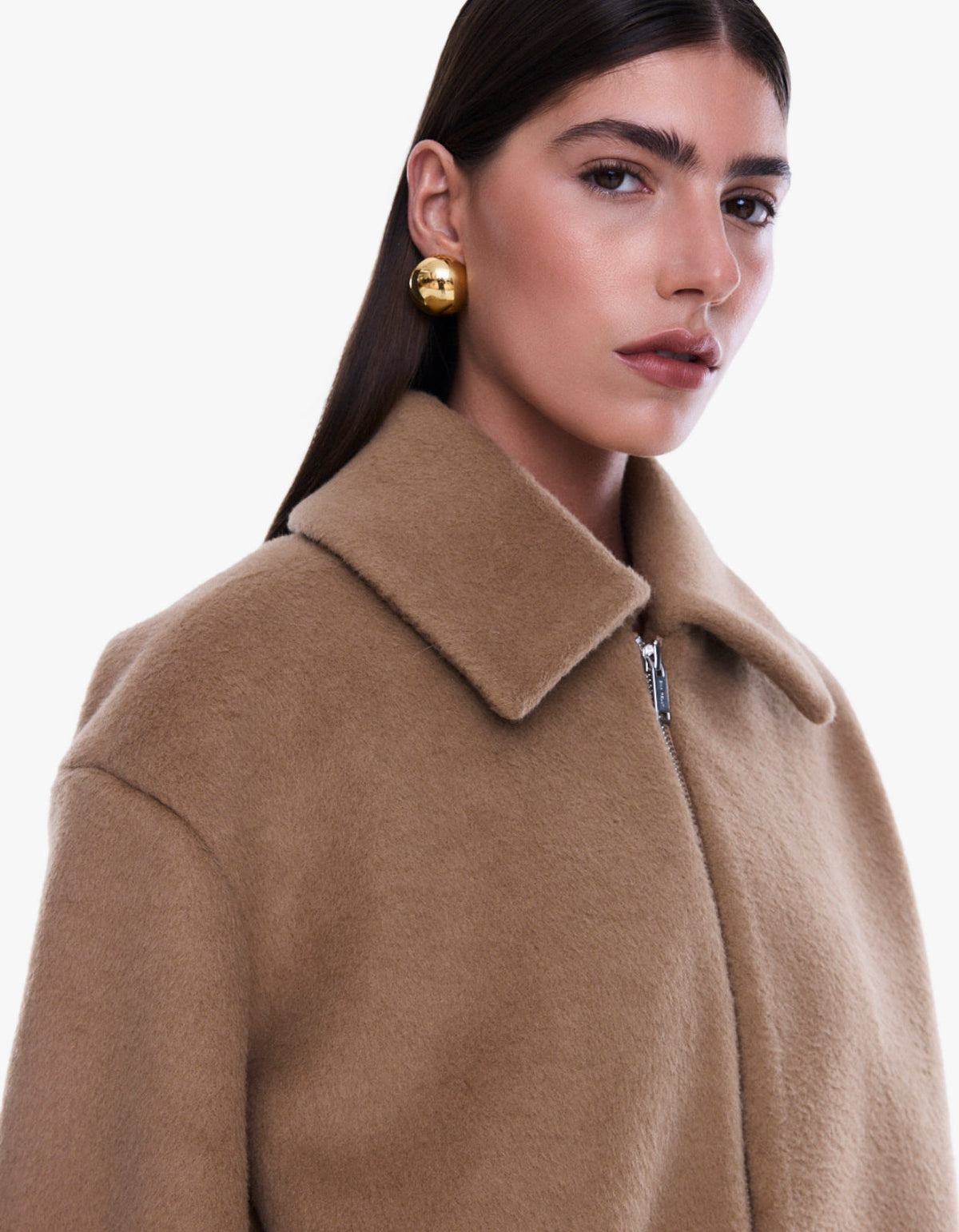 Maeve Wool Blend Bomber - Sand