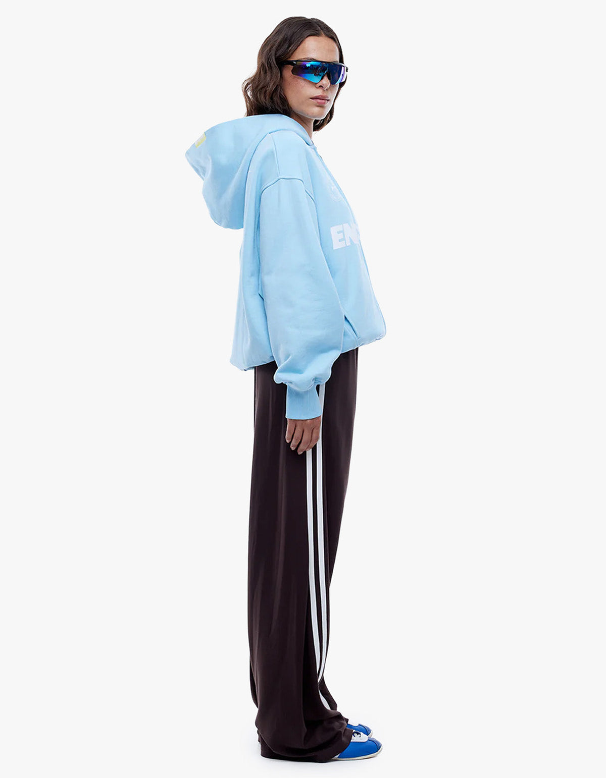 Multi Logo Zip Thru Hoodie - Cloud Blue