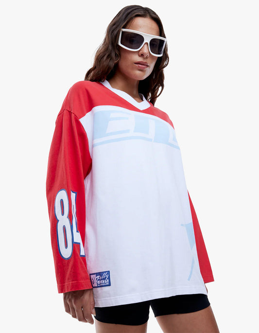 Pelly League Long Sleeve Tee - White Splice