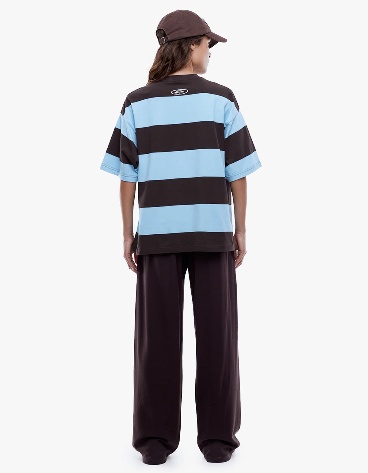 Pelly Sport Stripe Tee - Cloud Blue/Cocoa Stripe