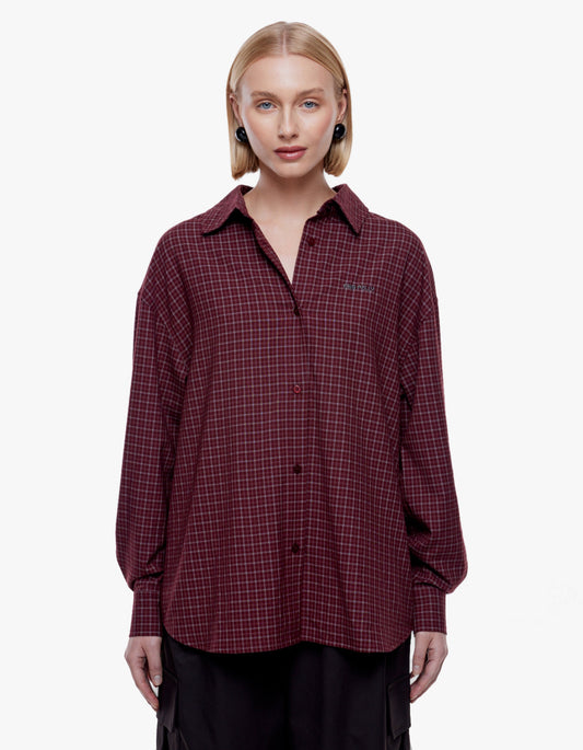 Gigi Everyday Check Shirt - Burgundy Check