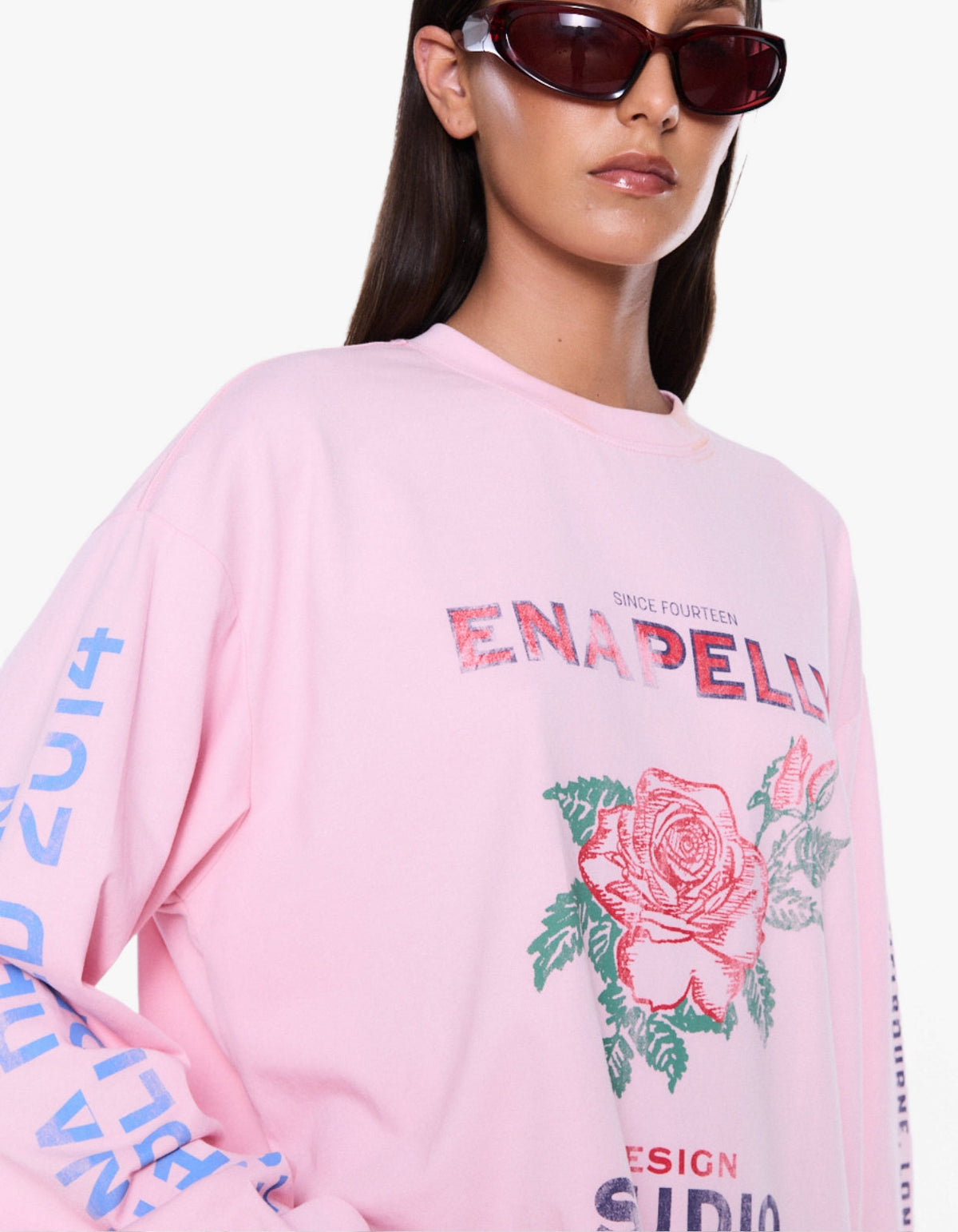 Hailey Long Sleeve Cuffed Tee - Blush Pink
