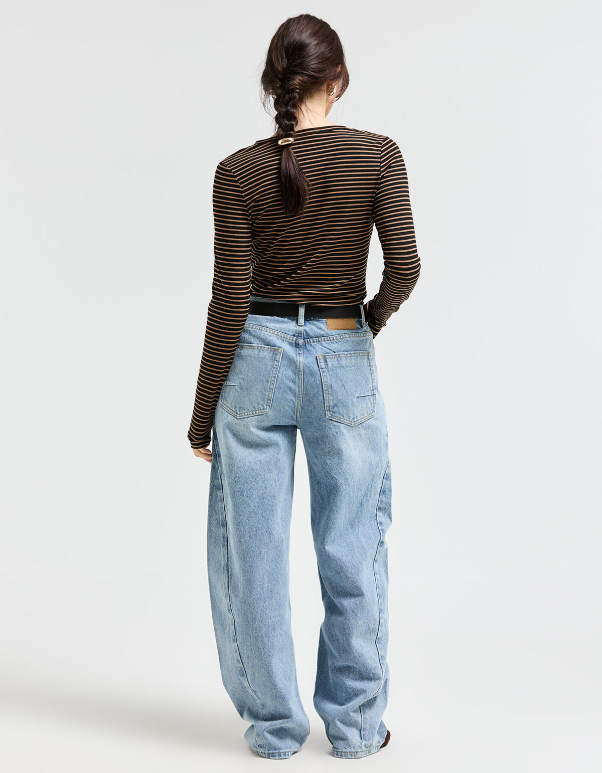 Eve Henley Top - Black/Brown
