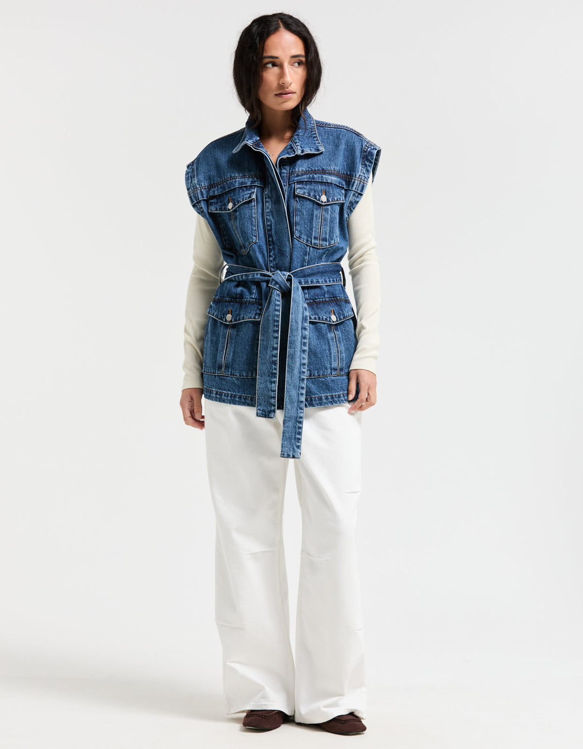 Fadia Denim Vest - True Blue