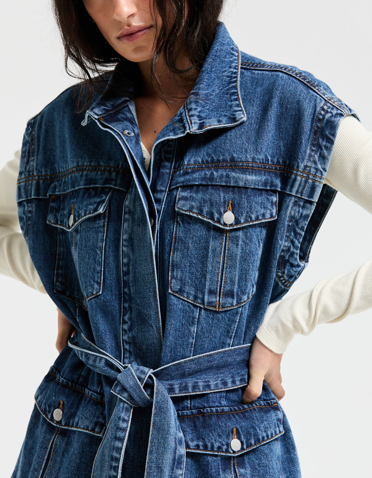 Fadia Denim Vest - True Blue