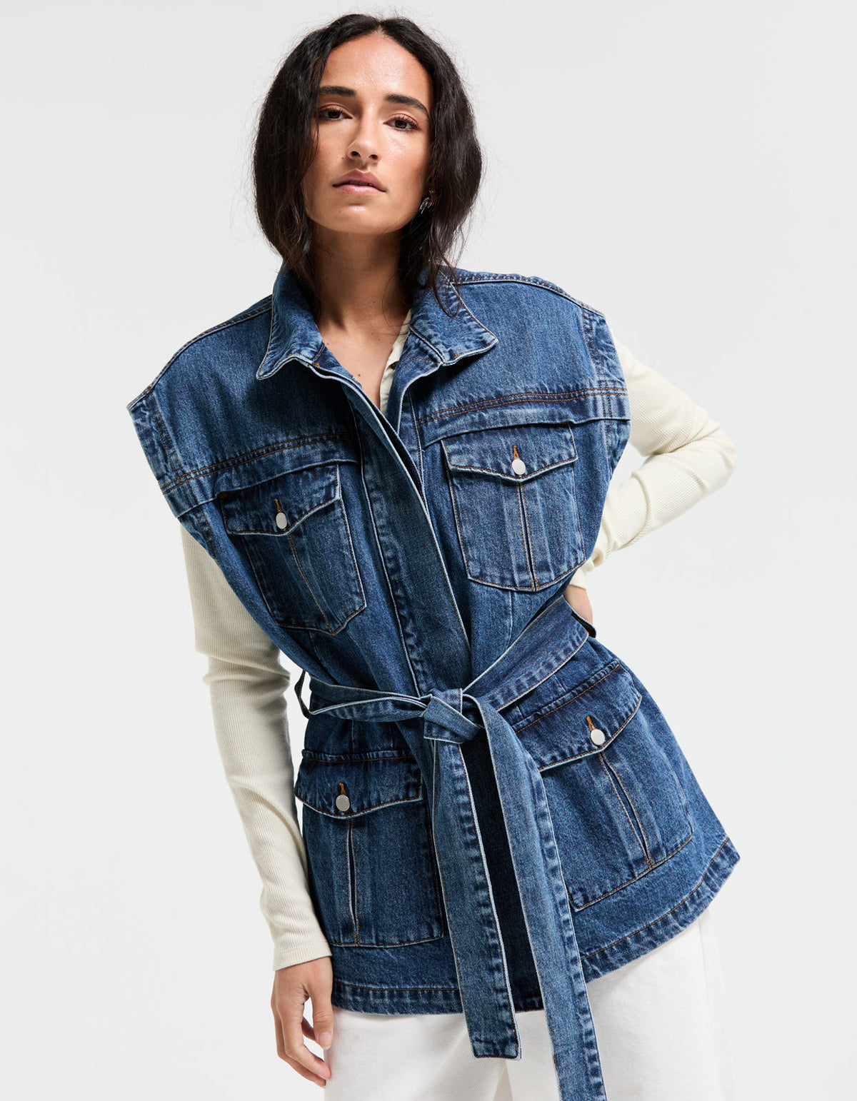 Fadia Denim Vest - True Blue