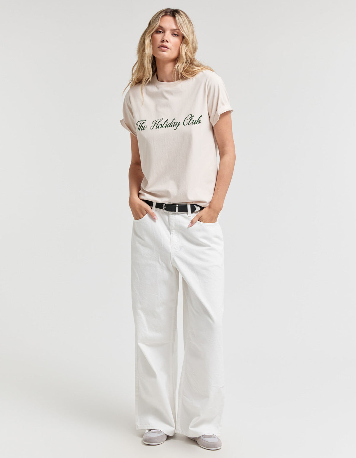 Holiday Club Script Tee - Oat Milk