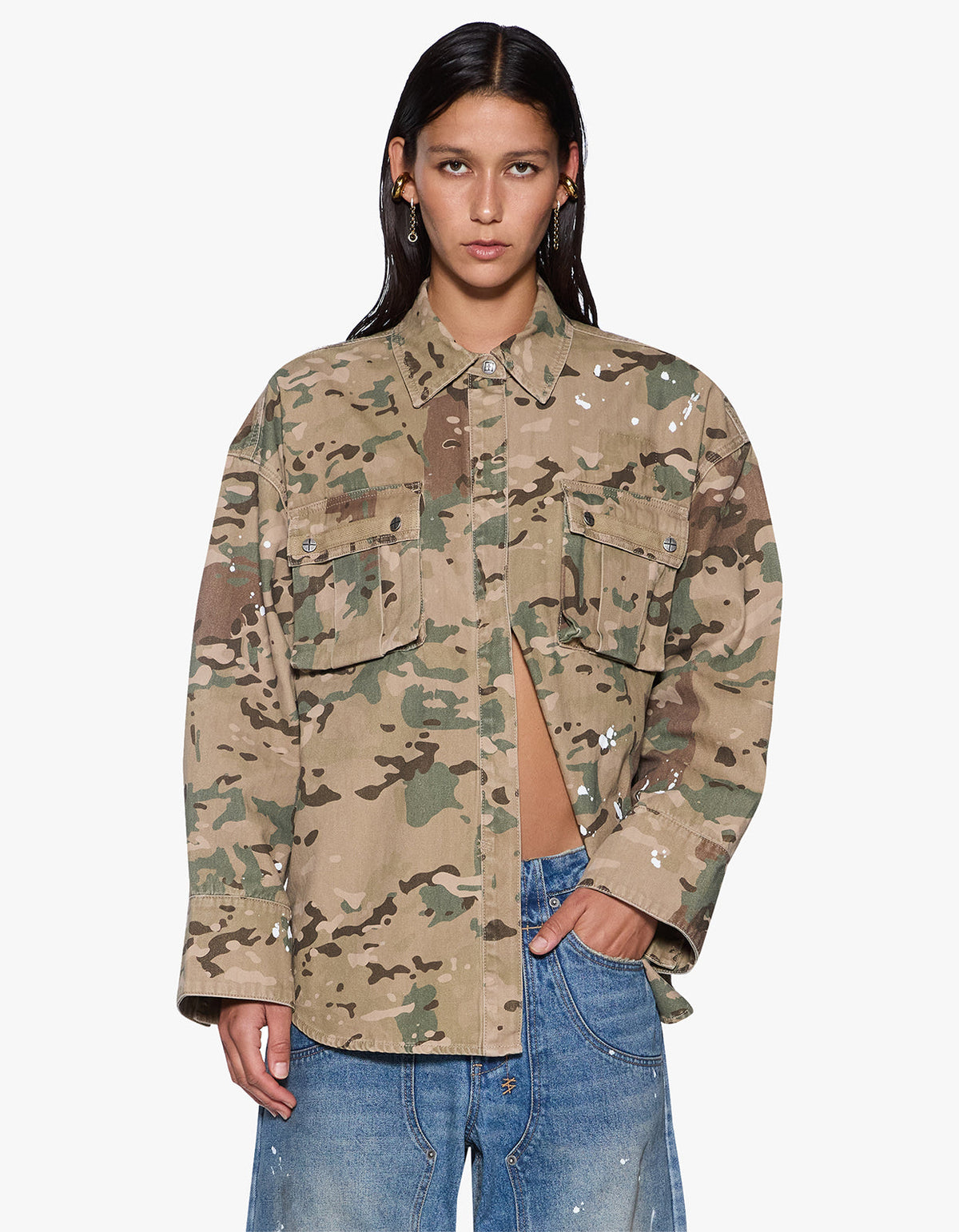 Astra Cargo L/S Shirt - Woodland Camo