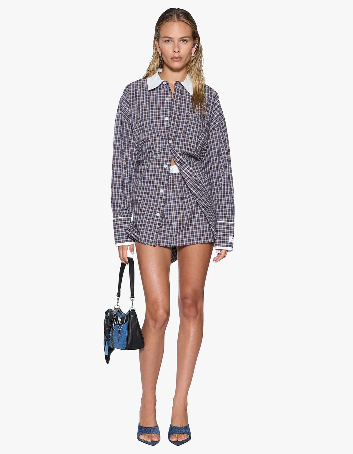 Boxer Mini Skirt - White Plaid