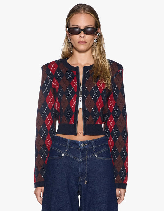 Fable Cardi - Red Argyle
