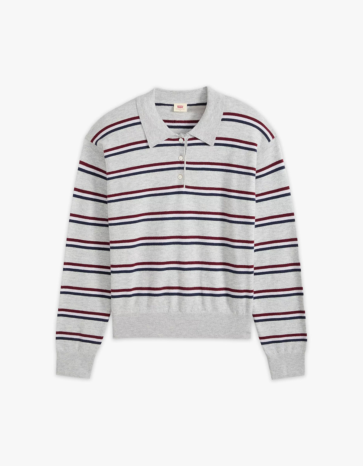Super Soft L/S Polo - Jade Stripe Light Grey Heather