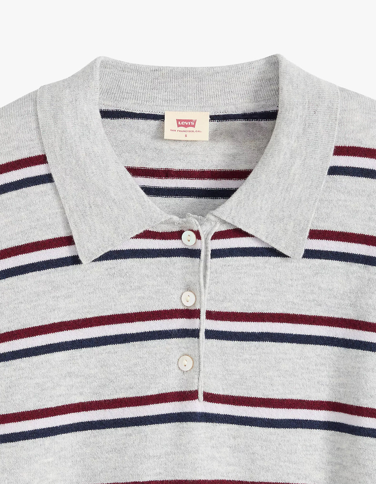 Super Soft L/S Polo - Jade Stripe Light Grey Heather