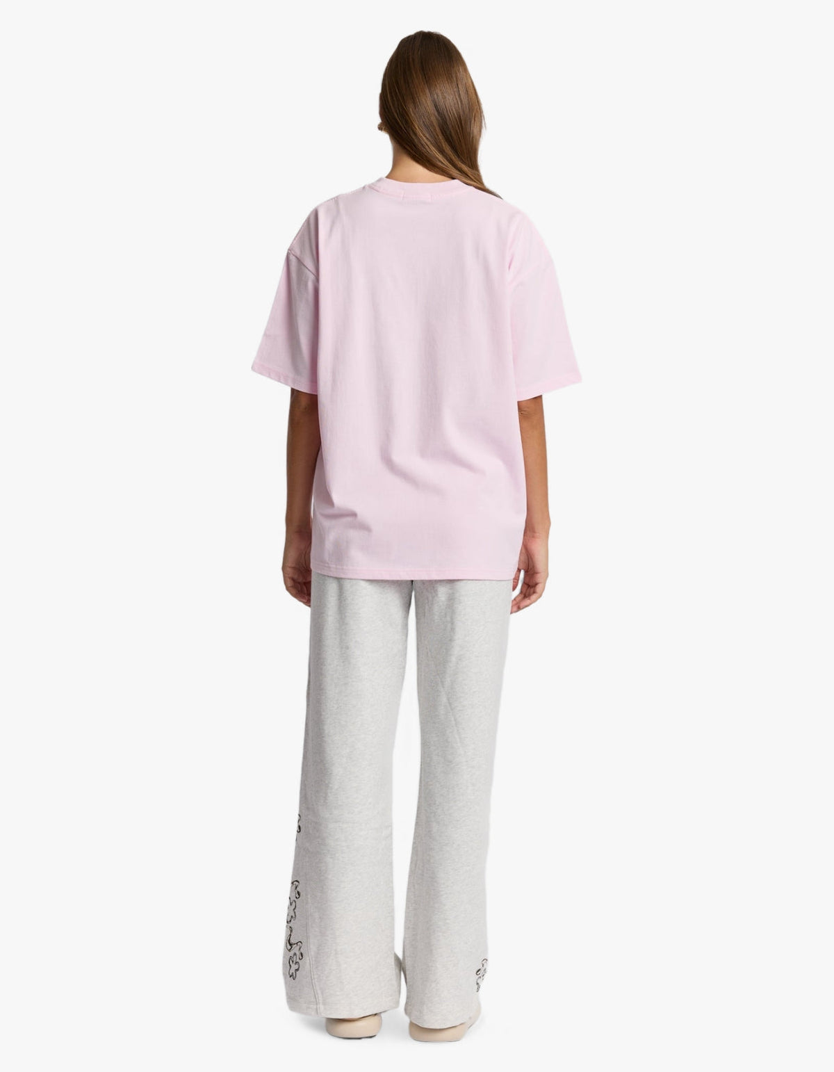 Smiley Flower Oversize Tee - Baby Pink