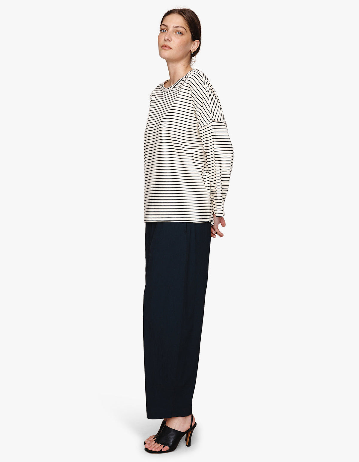 Yelena Tee - Ivory/ Black Stripe