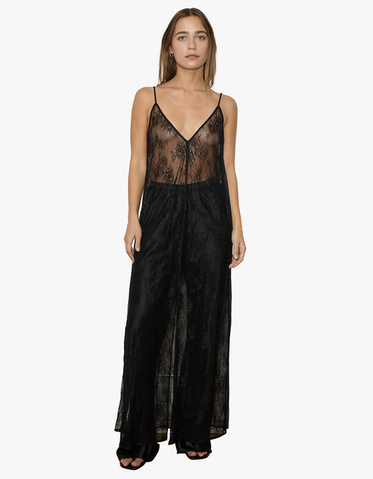 Long Lace Cami - Black