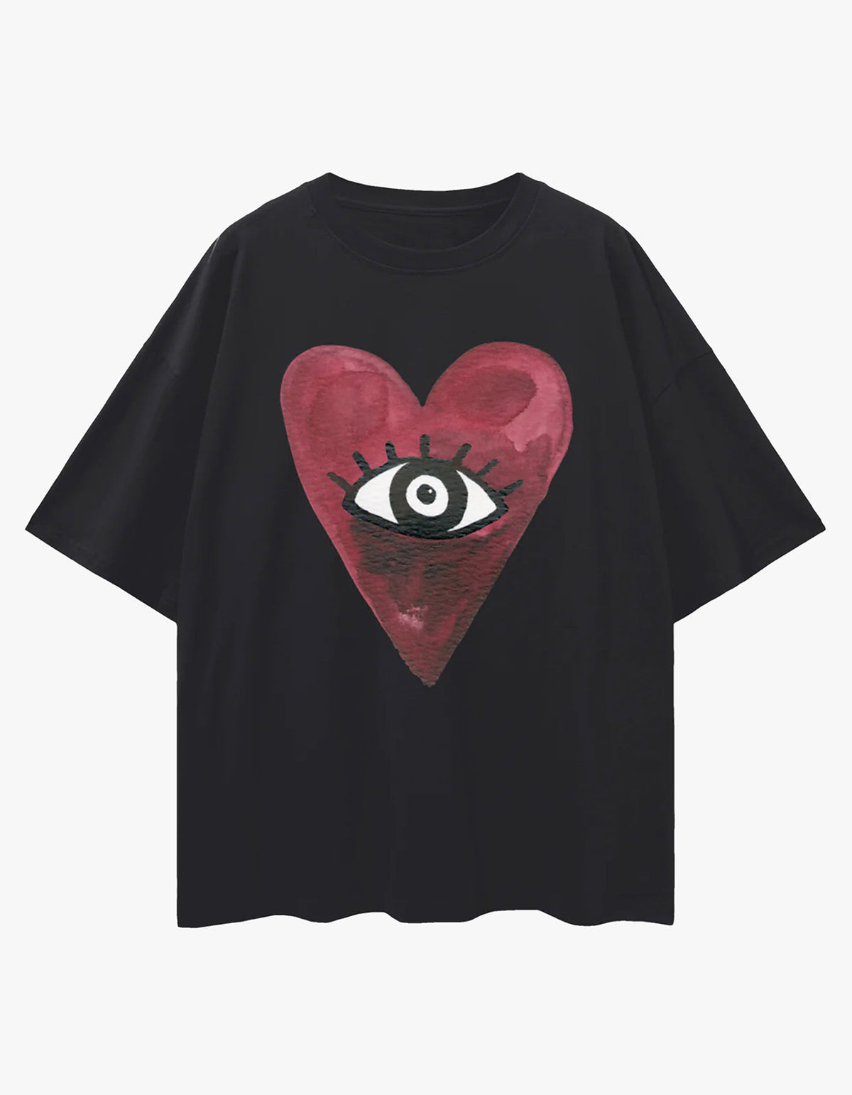 Burgundy Hearts Club Oversize Tee - Black Beauty