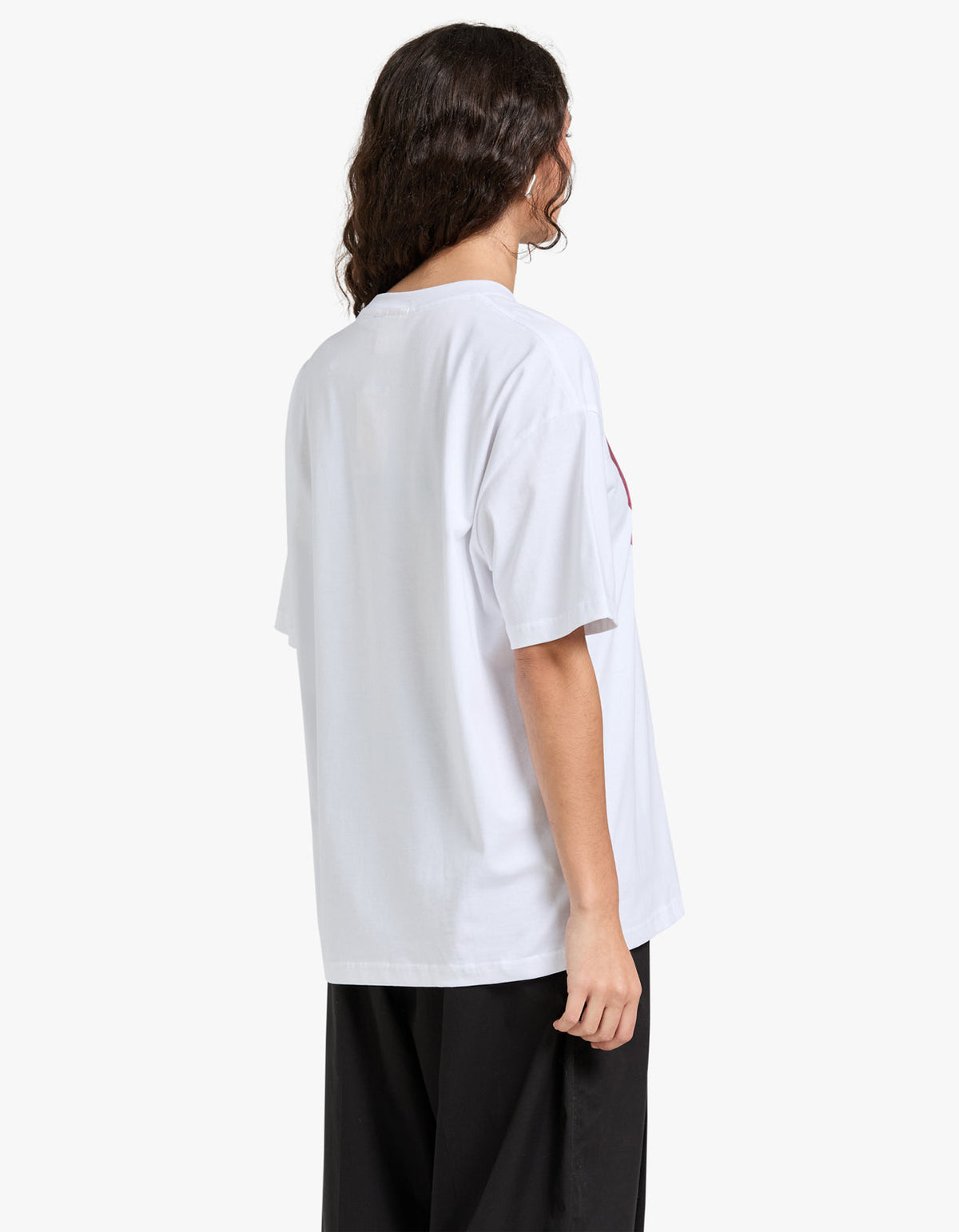 Burgundy Hearts Club Oversize Tee - White