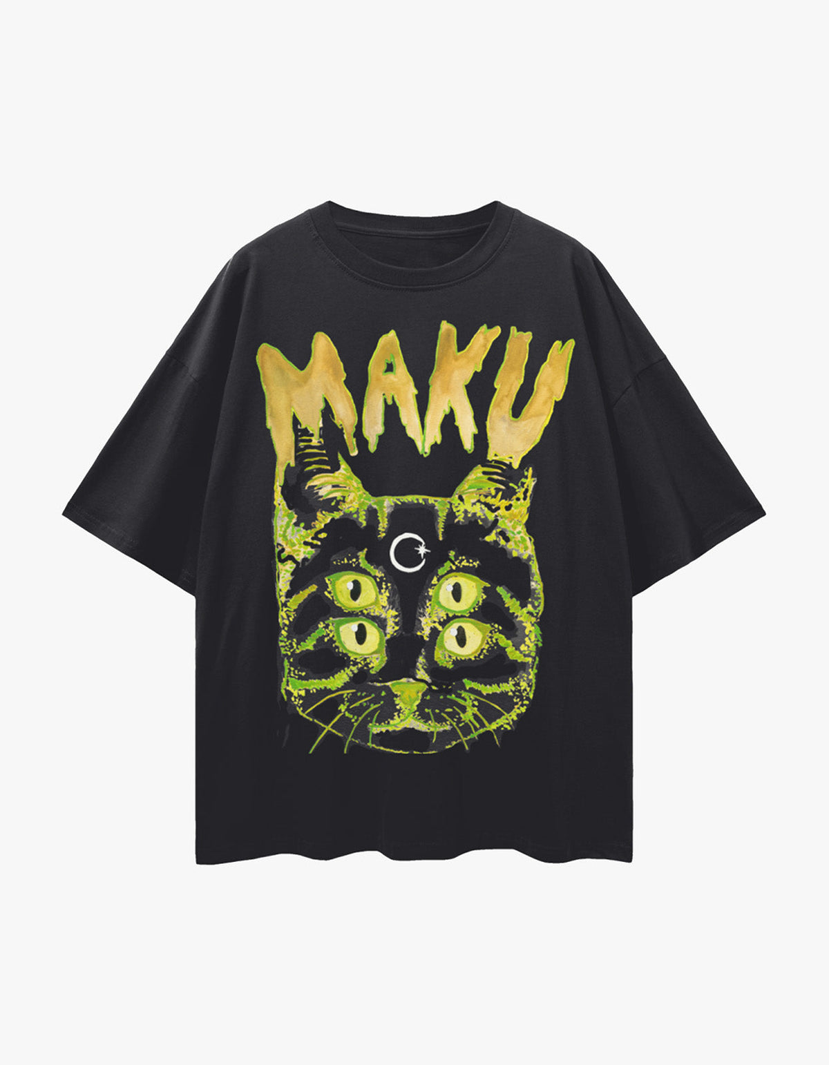 Space Cat Oversize Snow Wash Tee - Black Snow Wash