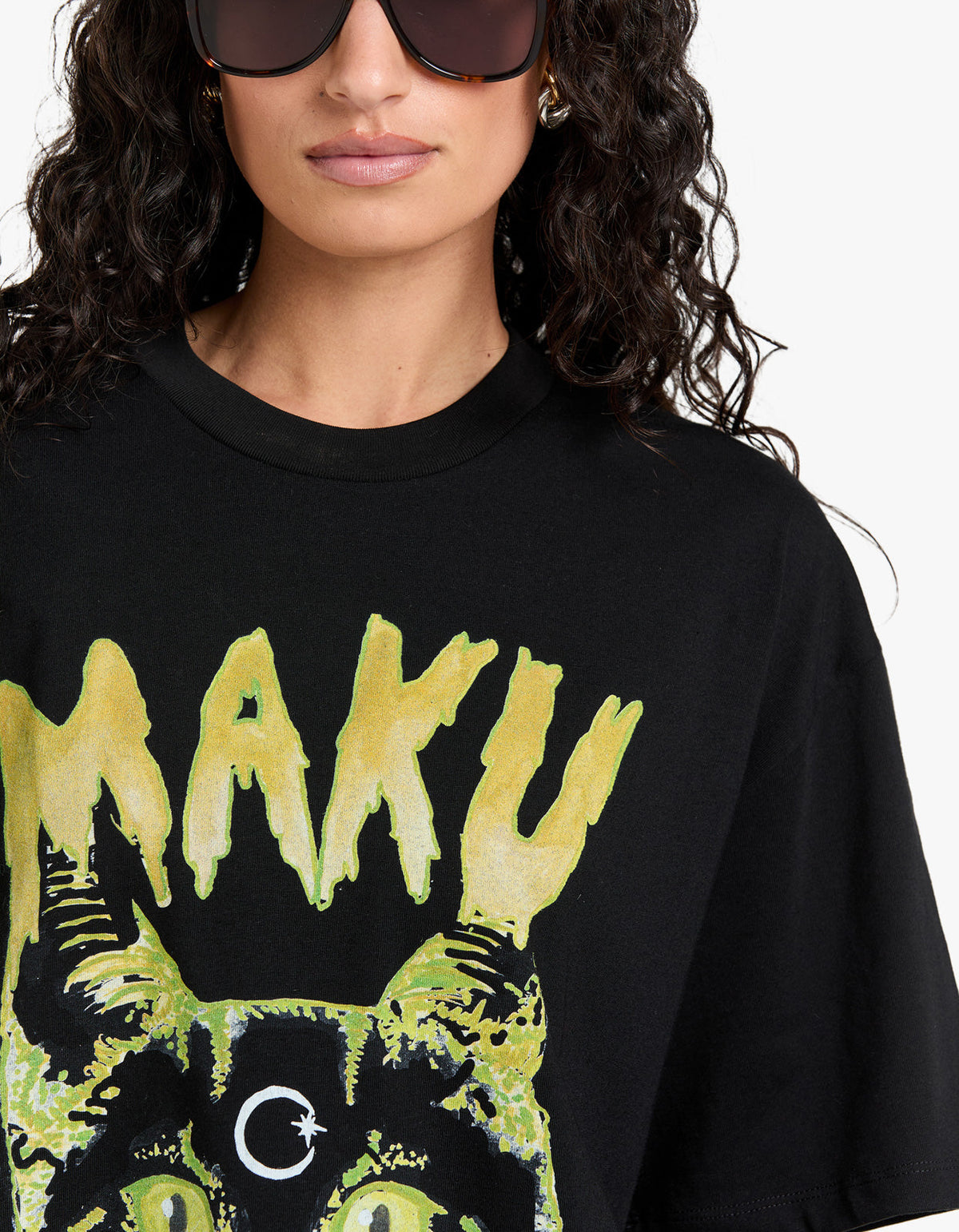 Space Cat Oversize Snow Wash Tee - Black Snow Wash