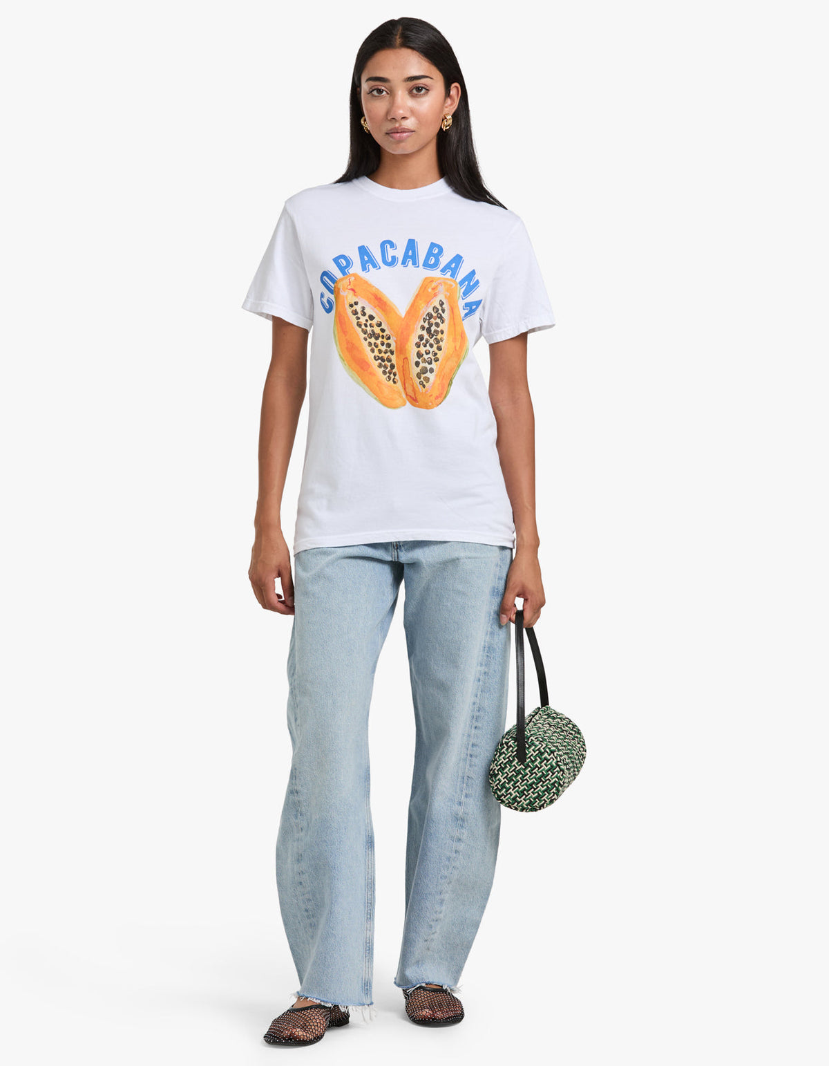 Copacabana Tropical Full Length Tee - White