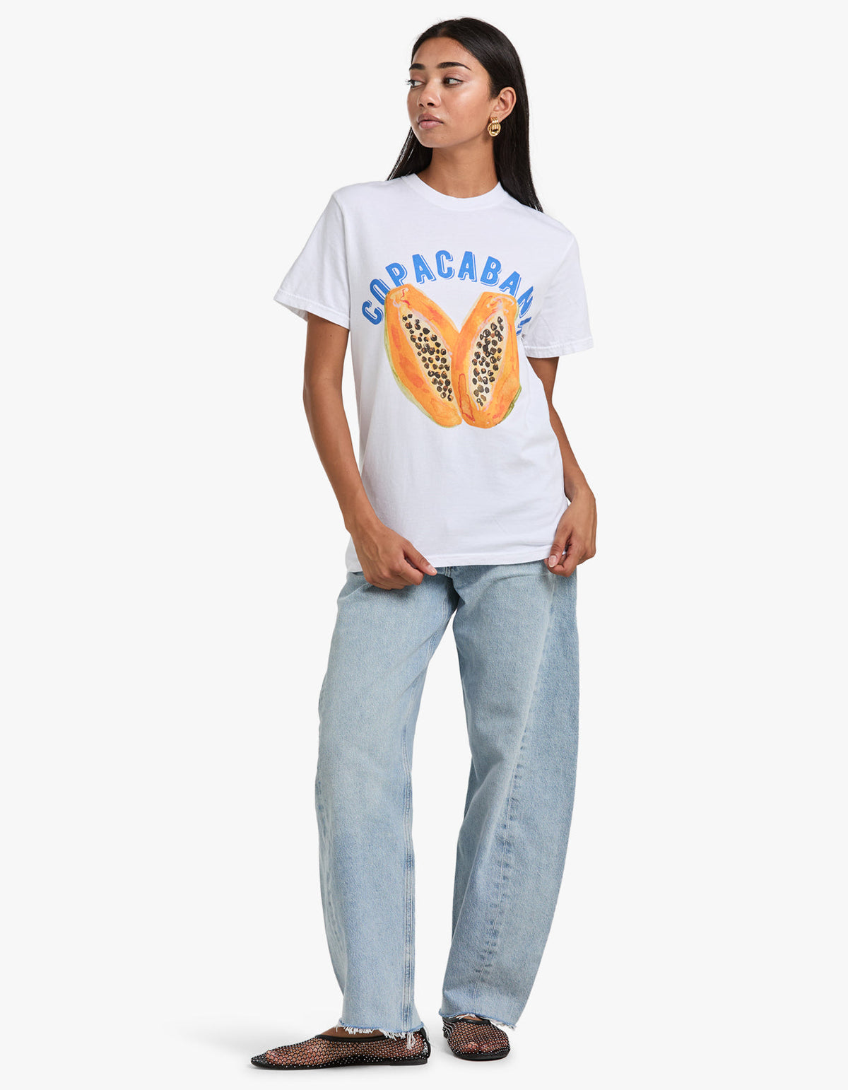 Copacabana Tropical Full Length Tee - White