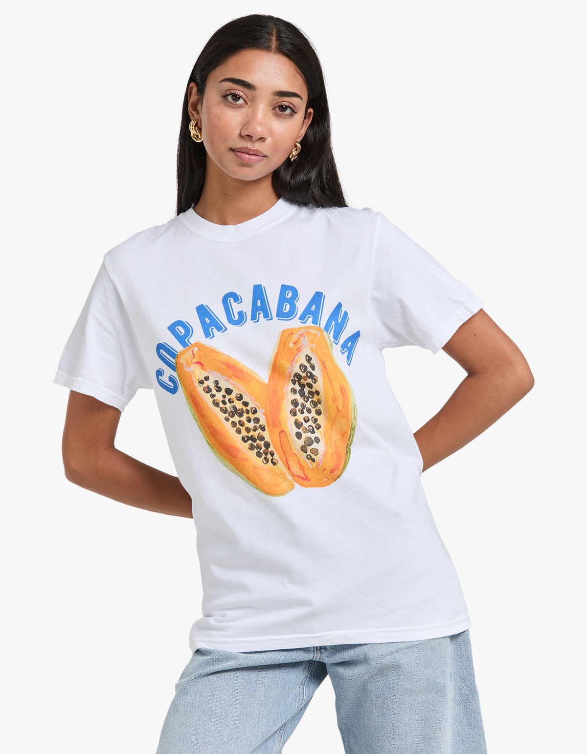 Copacabana Tropical Full Length Tee - White