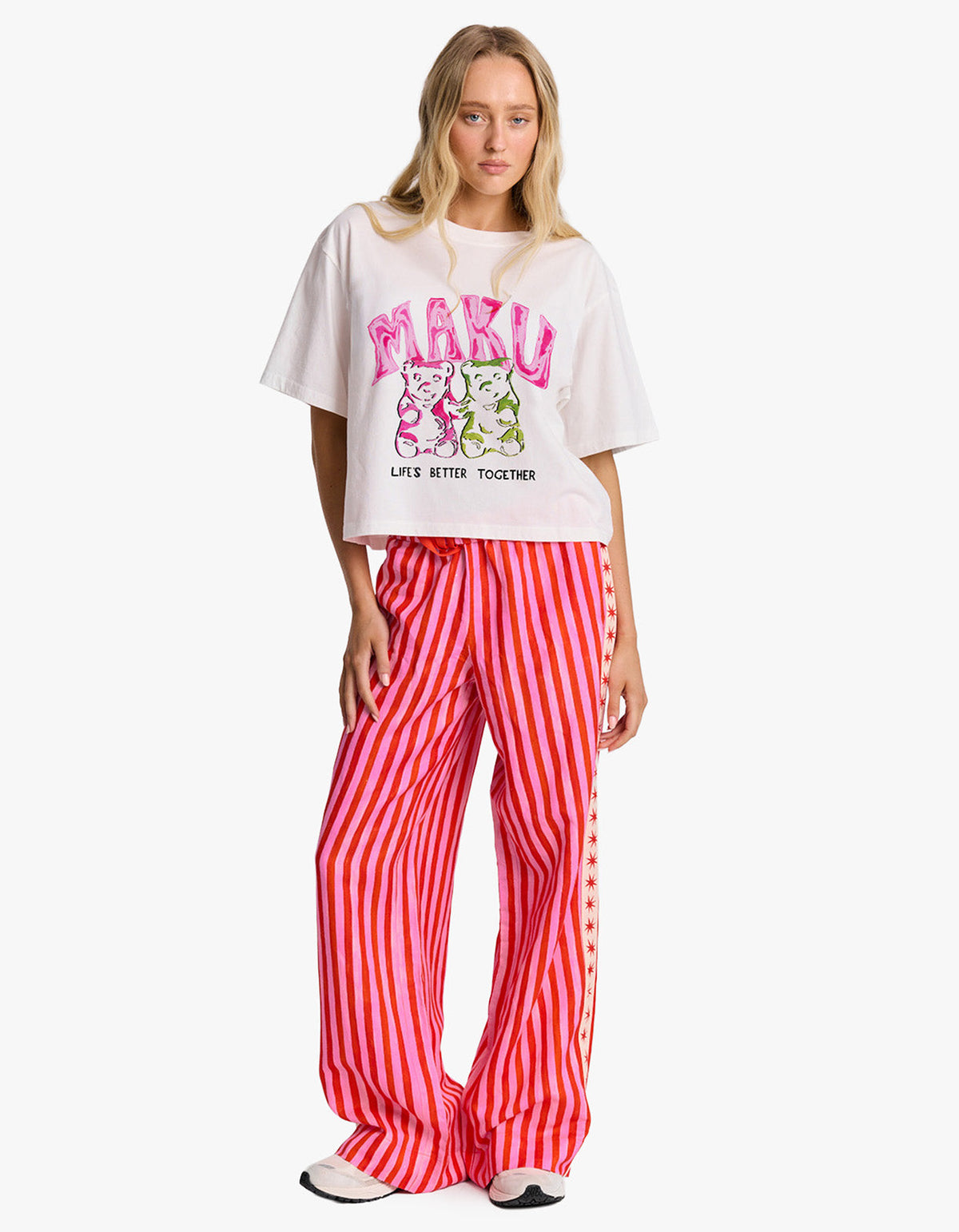 Lovers Bears Boxy Crop Tee - White