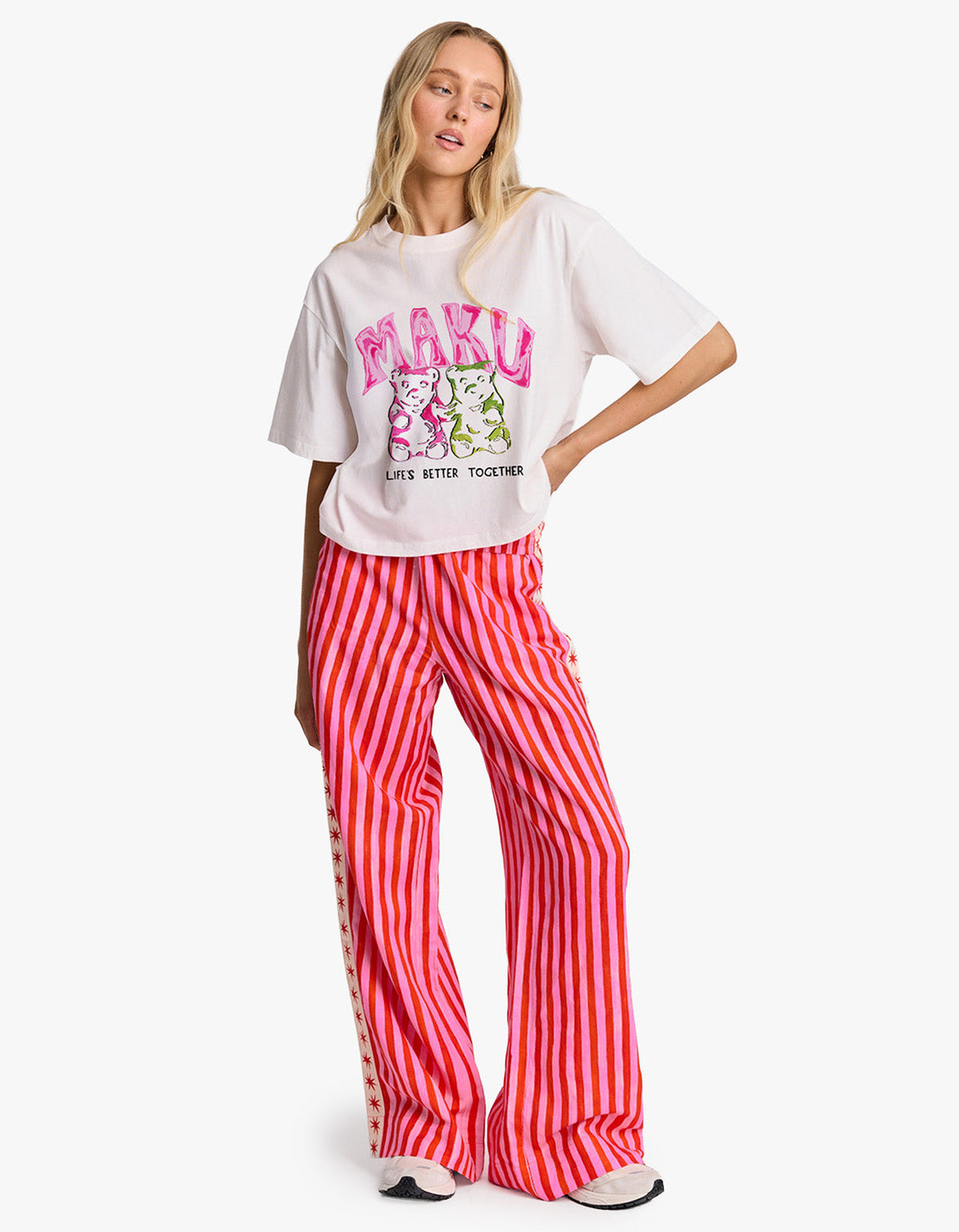 Lovers Bears Boxy Crop Tee - White
