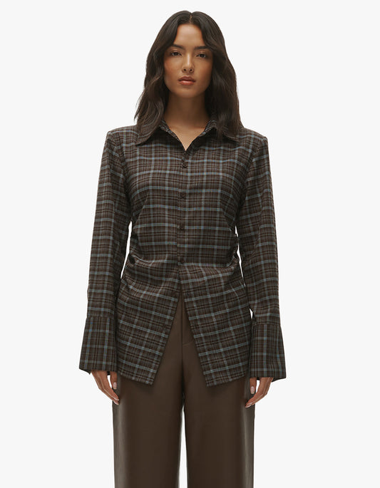 Juno Shirt - Brown/Blue Plaid