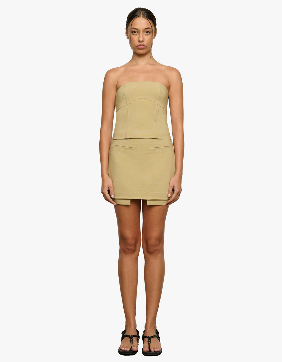 Crawford Mini Skirt - Pale Khaki